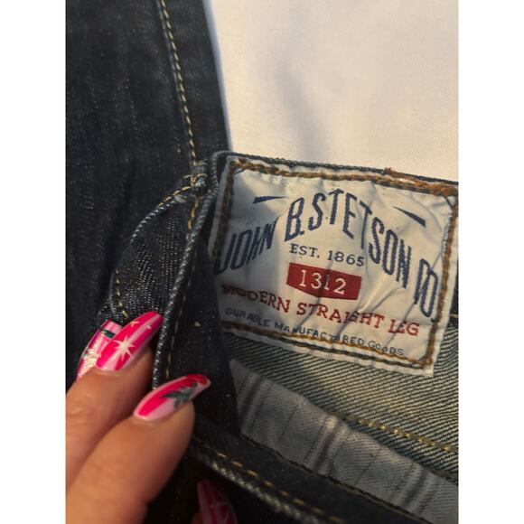 John B Stetson Co 1312 Modern Straight Leg Jeans Men’s W42 L36 Dark Wash - Picture 3 of 6